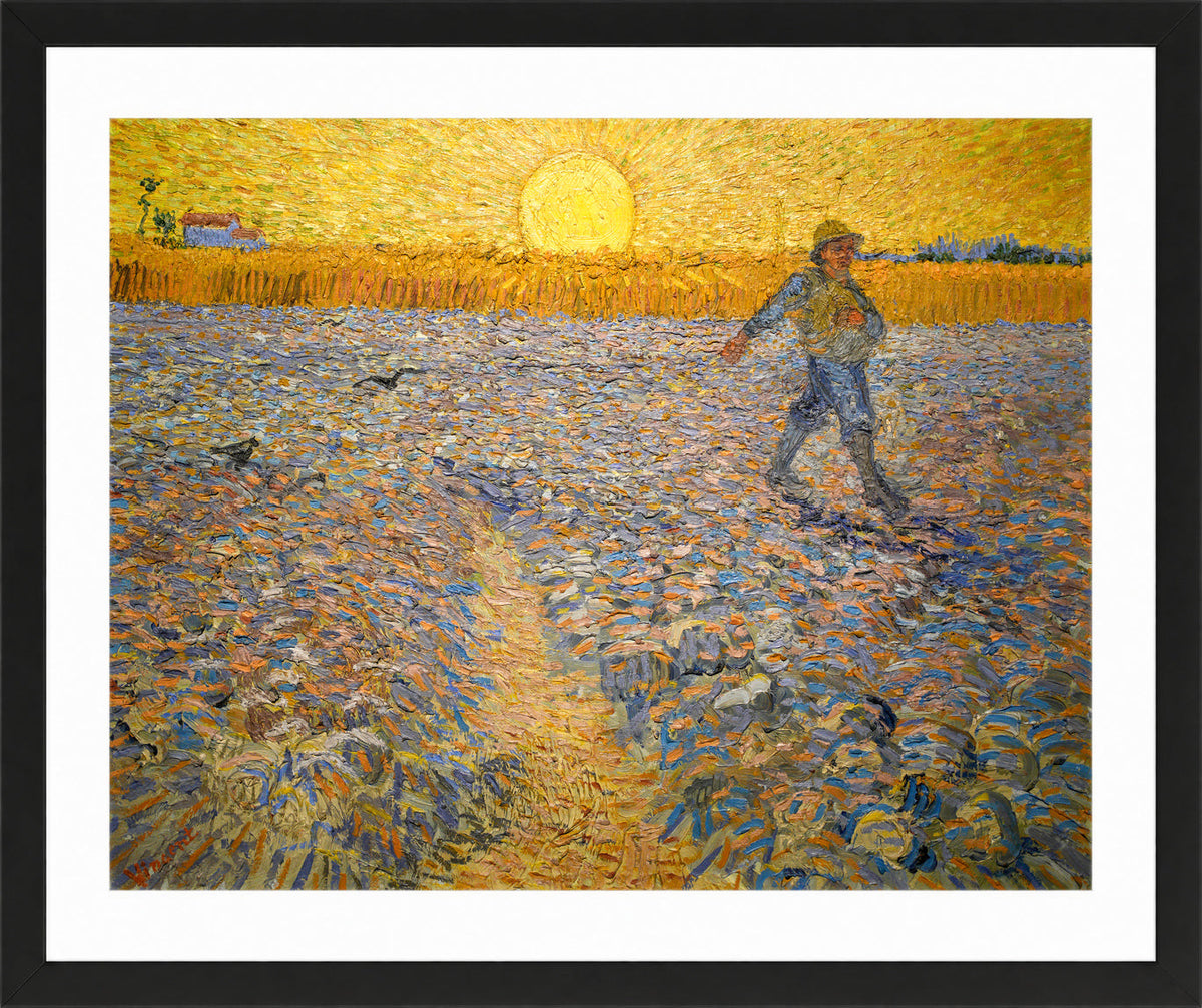Vincent van Gogh Print, 053 The Sower (1888)_10x8 in a black frame
