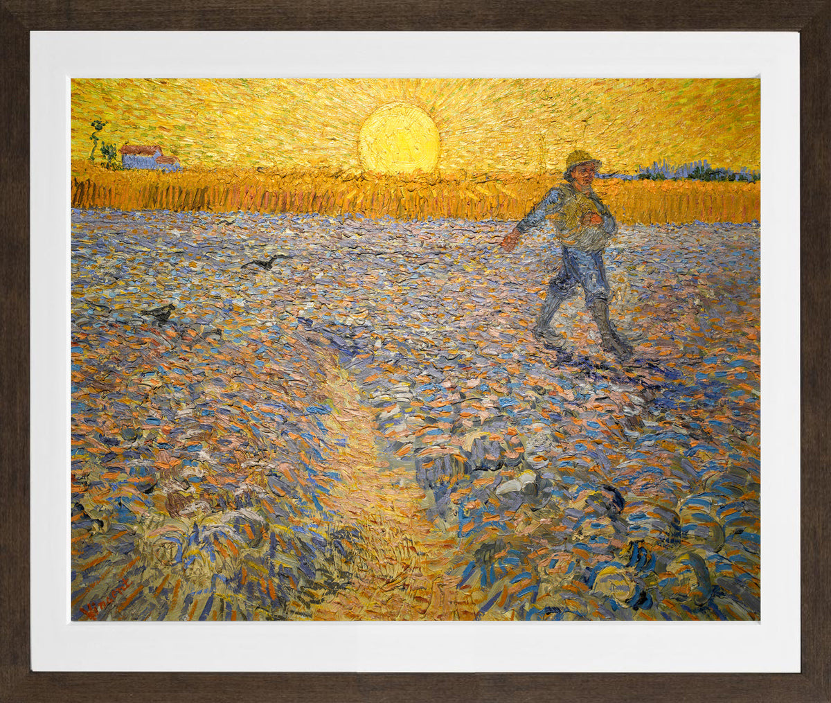 Vincent van Gogh Print, 053 The Sower (1888)_10x8 in a brown frame