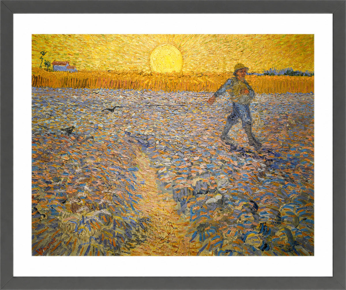 Vincent van Gogh Print, 053 The Sower (1888)_10x8 in a dark grey frame