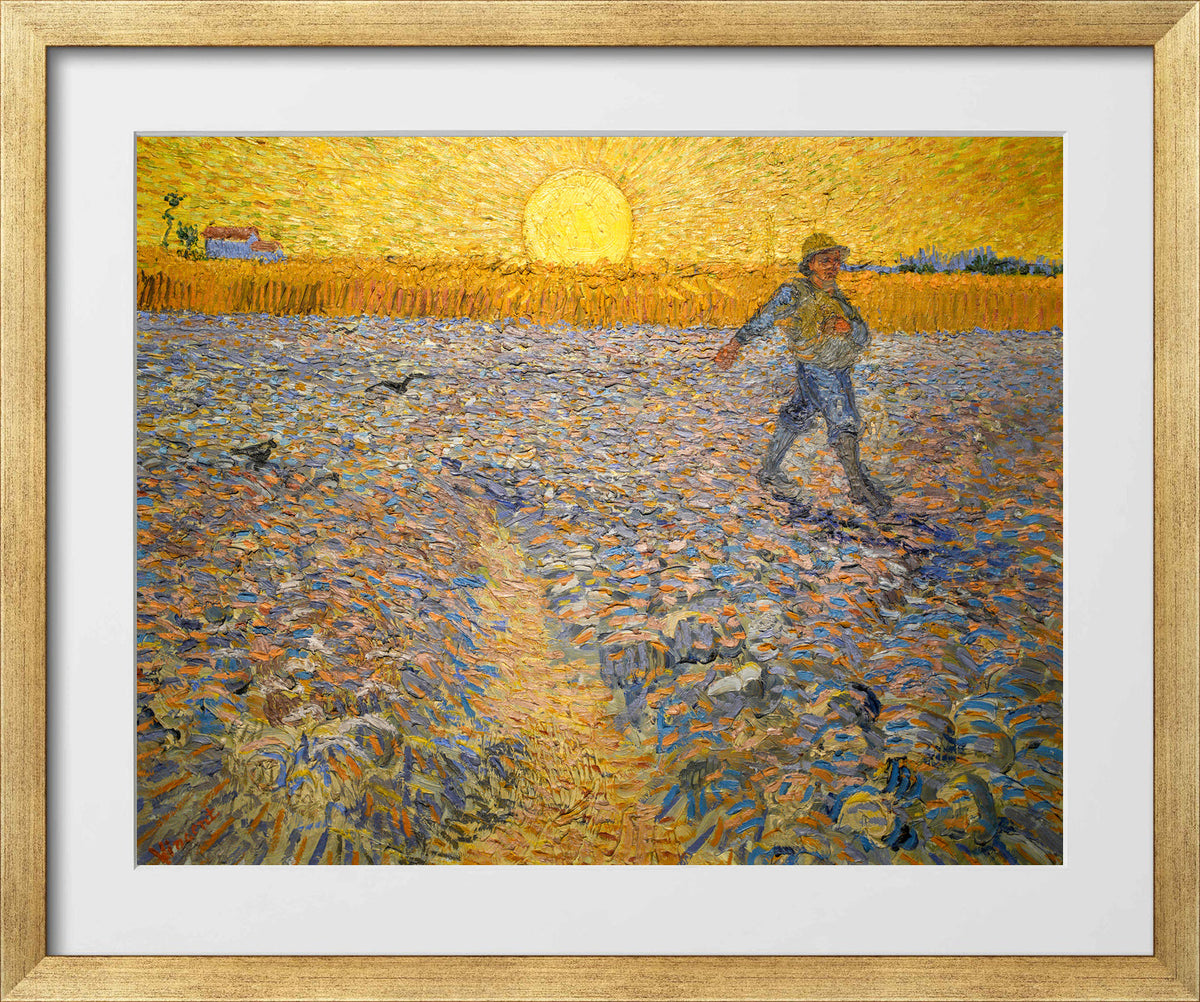 Vincent van Gogh Print, 053 The Sower (1888)_10x8 in a gold frame