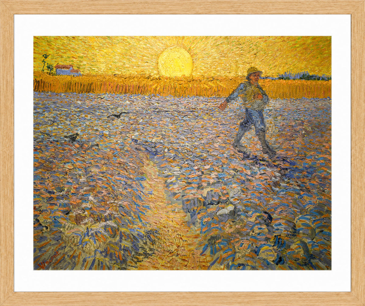 Vincent van Gogh Print, 053 The Sower (1888)_10x8 in an oak frame