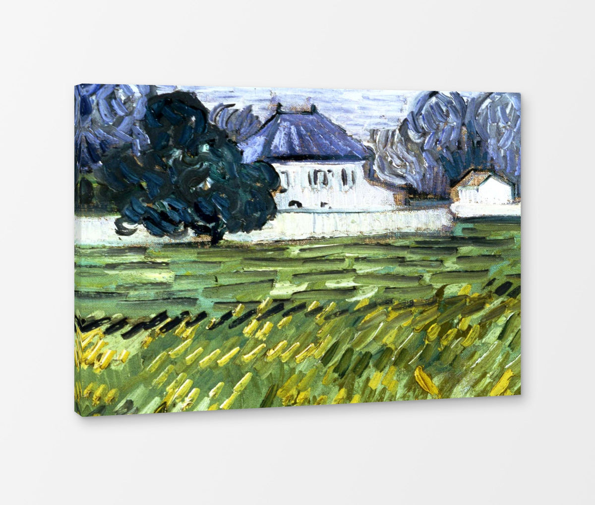 Vincent van Gogh Print, 054 Wheat Field at Auvers with White House_10x8_wm2 as a ready-to-hang canvas panel