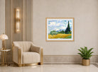 Vincent van Gogh Print, 056 Wheat Field with Cypresses_10x8 displayed in an Art Deco interior