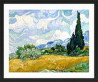 Vincent van Gogh Print, 056 Wheat Field with Cypresses_10x8 in a black frame