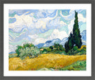 Vincent van Gogh Print, 056 Wheat Field with Cypresses_10x8 in a dark grey frame