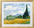 Vincent van Gogh Print, 056 Wheat Field with Cypresses_10x8 in a gold frame