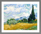 Vincent van Gogh Print, 056 Wheat Field with Cypresses_10x8 in a light grey frame