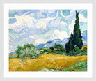 Vincent van Gogh Print, 056 Wheat Field with Cypresses_10x8 in a white frame
