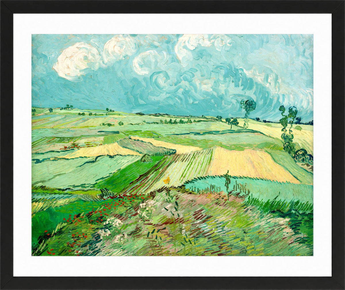 Vincent van Gogh Print, 057 Wheat Fields after the Rain (The Plain of Auvers), 1890_10x8 in a black frame