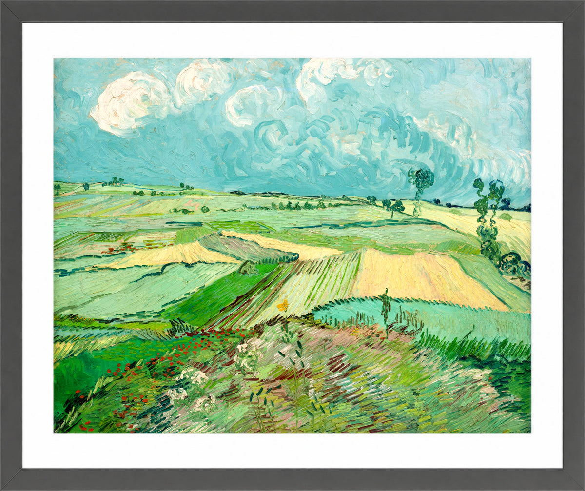 Vincent van Gogh Print, 057 Wheat Fields after the Rain (The Plain of Auvers), 1890_10x8 in a dark grey frame