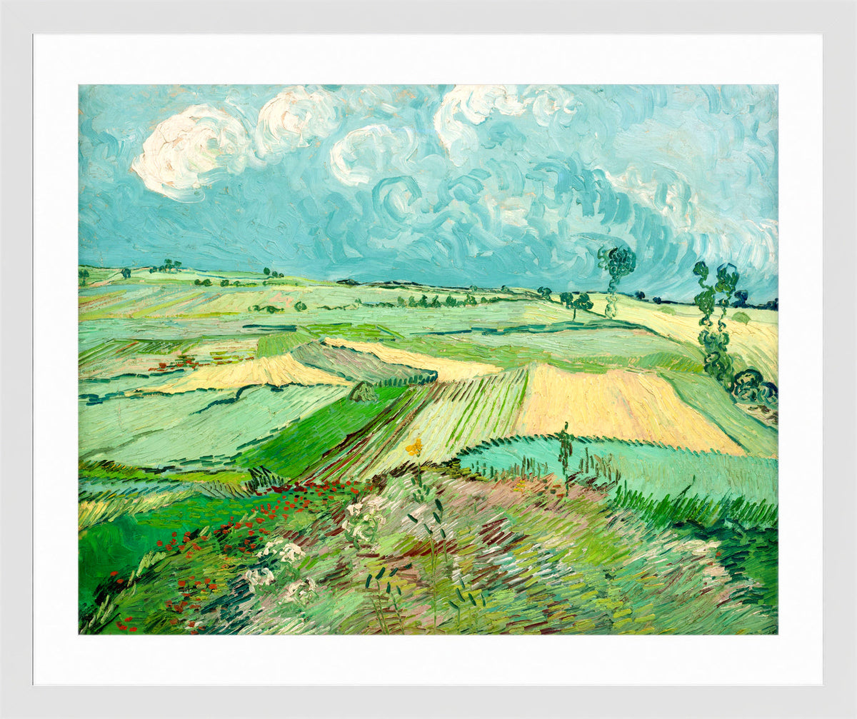 Vincent van Gogh Print, 057 Wheat Fields after the Rain (The Plain of Auvers), 1890_10x8 in a white frame