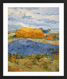 Vincent van Gogh Print, 059 Wheat Stack under a Cloudy Sky_10x8 in a black frame