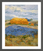 Vincent van Gogh Print, 059 Wheat Stack under a Cloudy Sky_10x8 in a dark grey frame