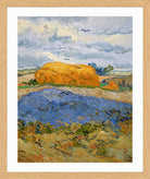 Vincent van Gogh Print, 059 Wheat Stack under a Cloudy Sky_10x8 in an oak frame