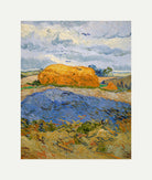 Vincent van Gogh Print, 059 Wheat Stack under a Cloudy Sky_10x8 with an off-white border for rolled canvas