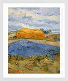 Vincent van Gogh Print, 059 Wheat Stack under a Cloudy Sky_10x8 in a white frame