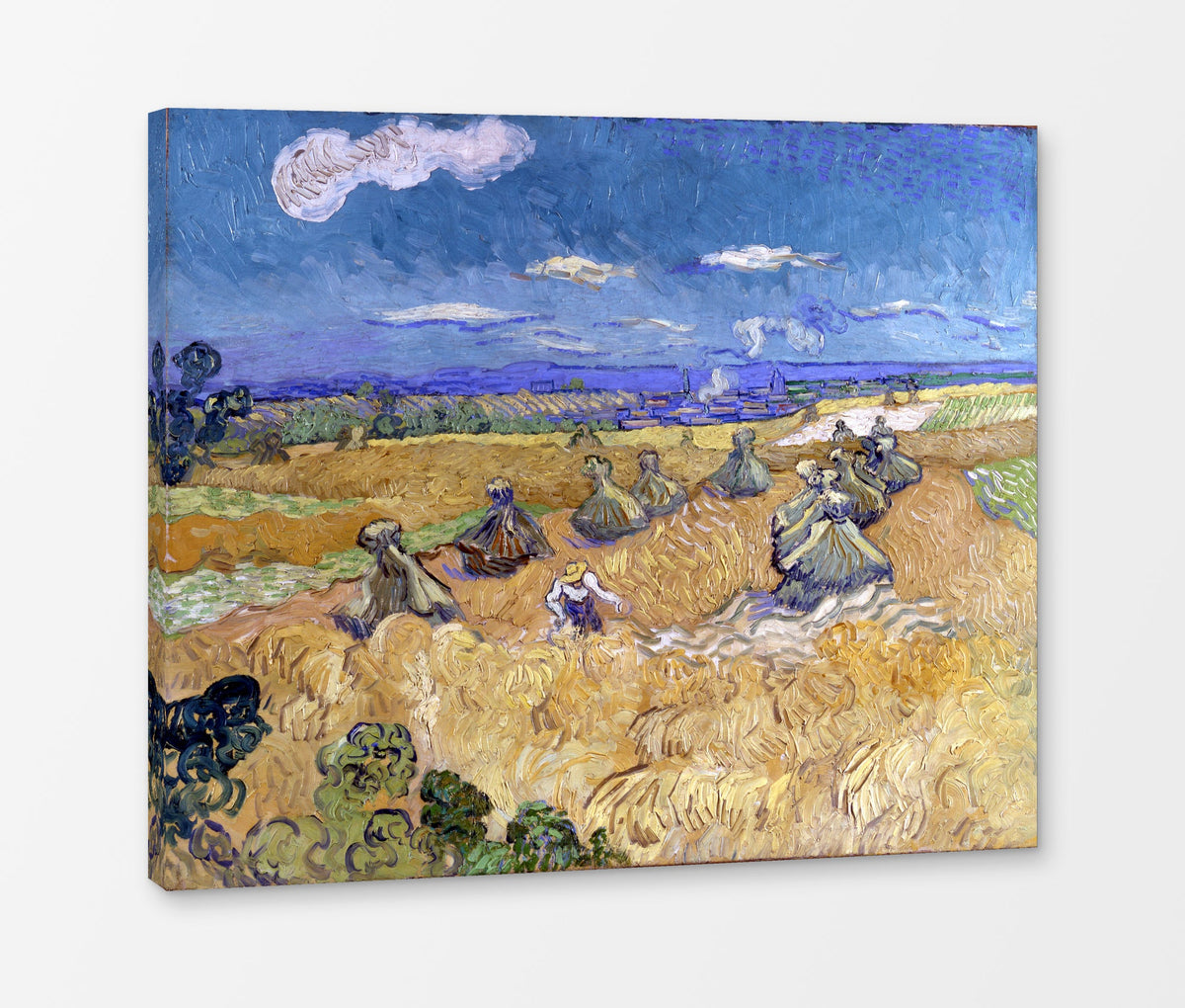 Vincent van Gogh Print, 060 Wheat Stacks with Reaper (1888)_10x8 as a ready-to-hang canvas panel