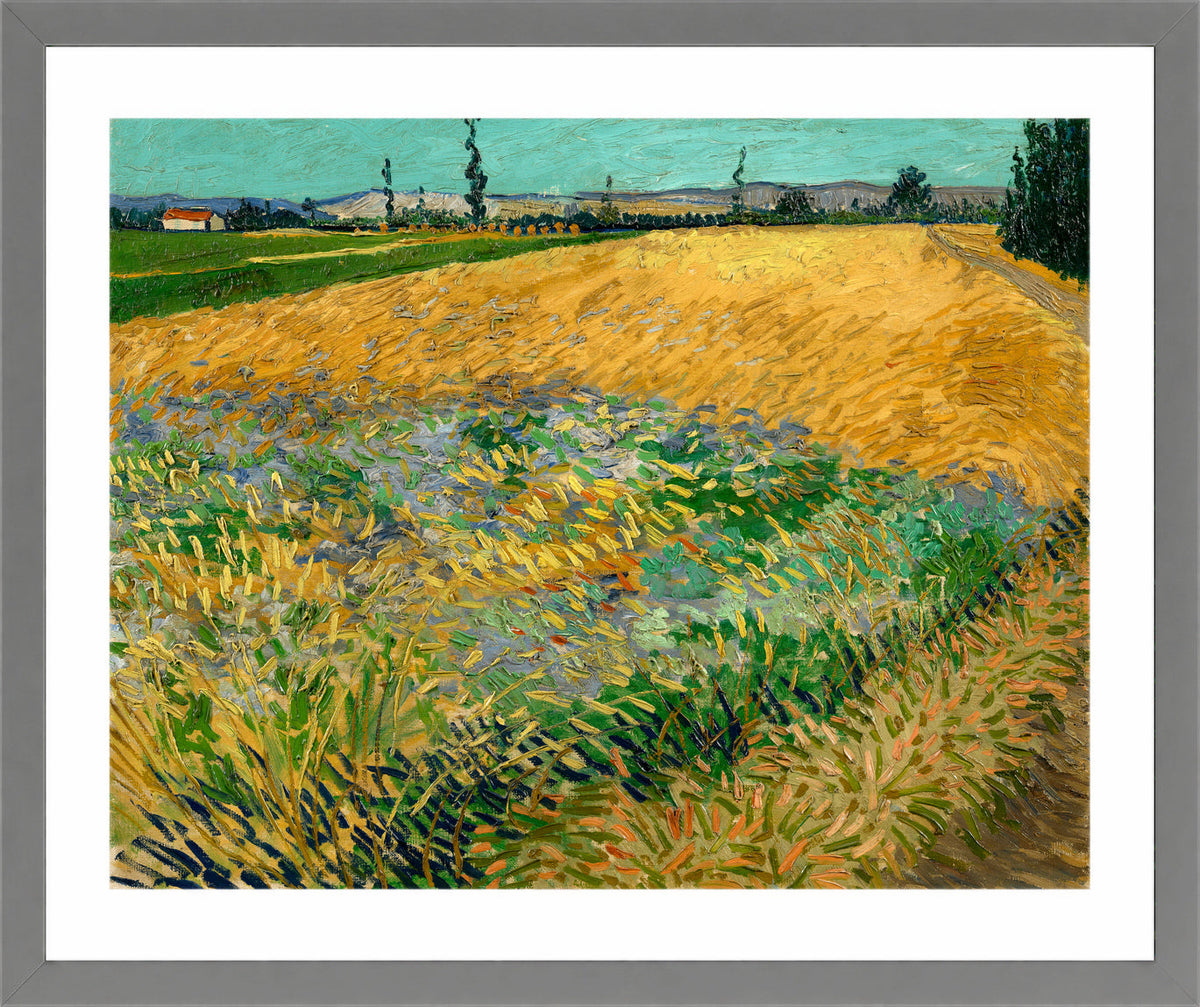 Vincent van Gogh Print, 061 Wheatfield (1888)_10x8 in a light grey frame