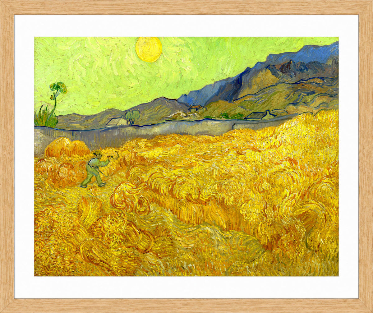 Vincent van Gogh Print, 063 Wheatfield with a reaper (1889)_10x8 in an oak frame