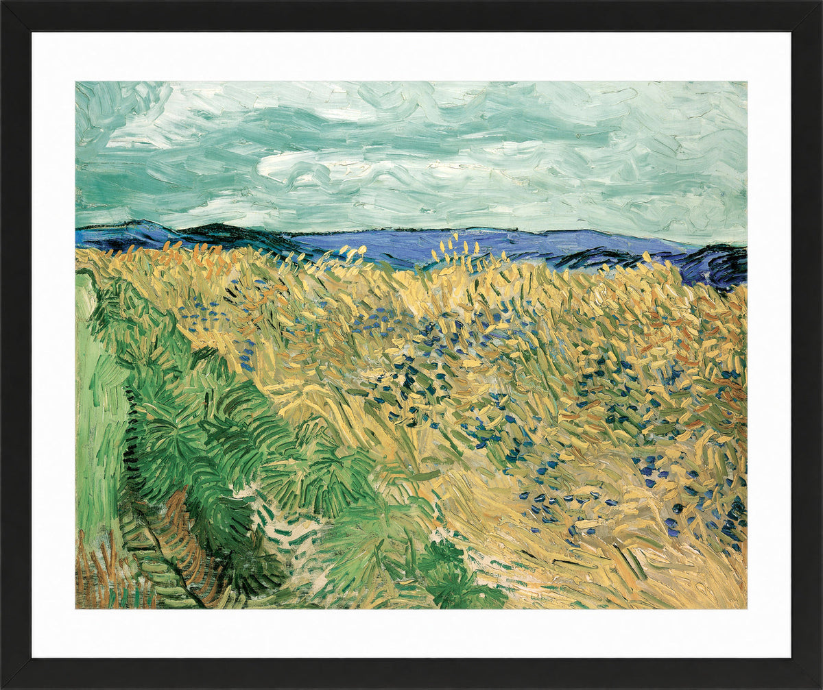 Vincent van Gogh Print, 064 Wheatfield With Cornflowers (1890)_10x8 in a black frame