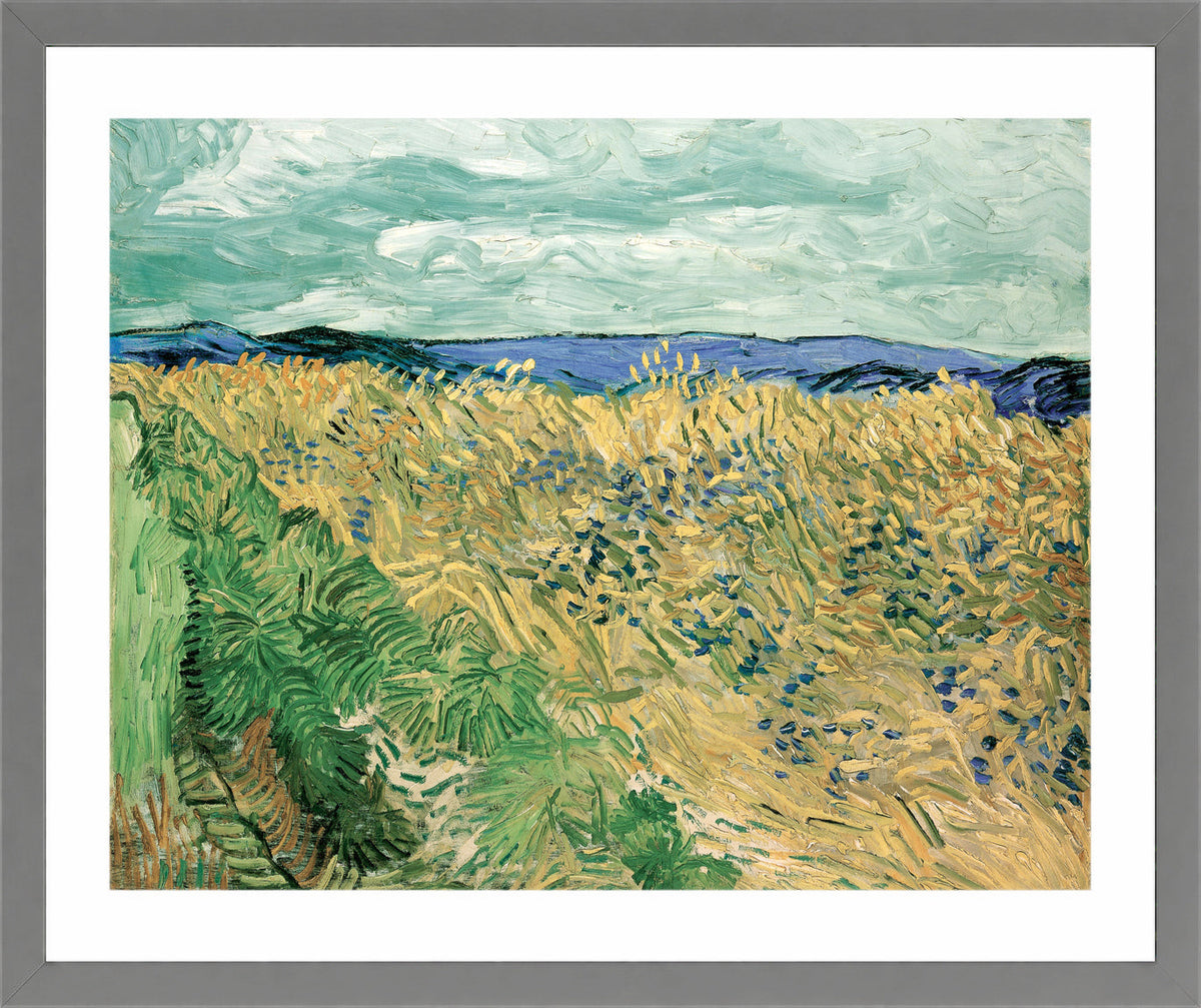 Vincent van Gogh Print, 064 Wheatfield With Cornflowers (1890)_10x8 in a light grey frame