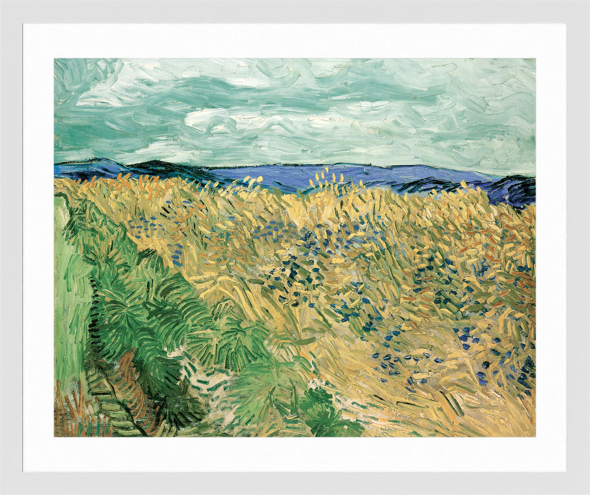 Vincent van Gogh Print, 064 Wheatfield With Cornflowers (1890)_10x8 in a white frame