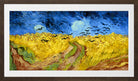 Vincent van Gogh Print, 065 Wheatfield_with_crows_12x6 in a brown frame