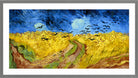 Vincent van Gogh Print, 065 Wheatfield_with_crows_12x6 in a light grey frame