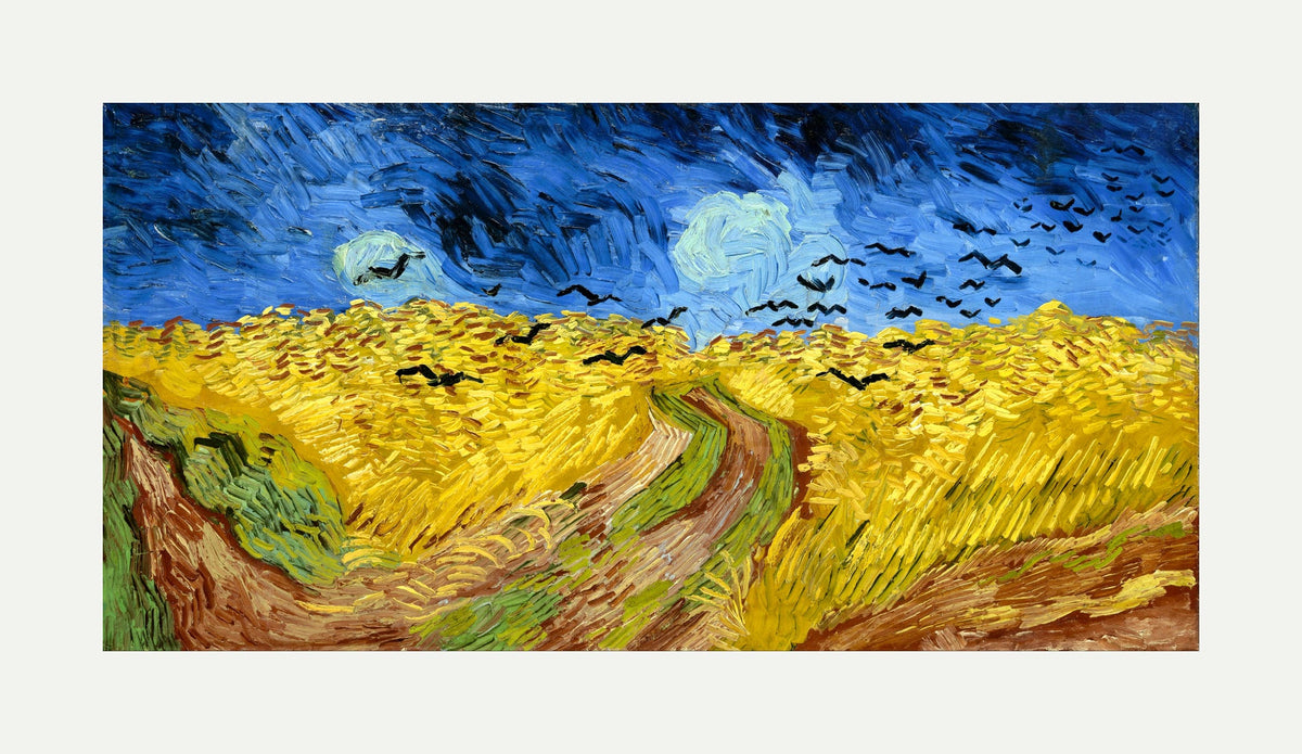 Vincent van Gogh Print, 065 Wheatfield_with_crows_12x6 with an off-white border for rolled canvas
