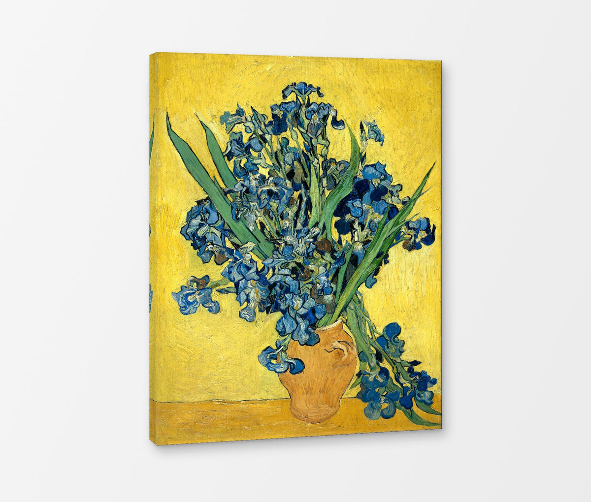 Vincent van Gogh Print, 069 Vase with Irises Against a Yellow Background_10x8 as a ready-to-hang canvas panel