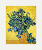 Vincent van Gogh Print, 069 Vase with Irises Against a Yellow Background_10x8 with an off-white border for rolled canvas