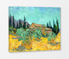 Vincent van Gogh Print, 073 Cabanes de bois parmi les oliviers et cyprès (1889)_10x8 as a ready-to-hang canvas panel
