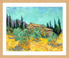 Vincent van Gogh Print, 073 Cabanes de bois parmi les oliviers et cyprès (1889)_10x8 in an oak frame