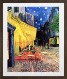 Vincent van Gogh Print, 075 CAFE TERRACE ON THE PLACE DU FORUM, ARLES, AT NIGHT_10x8 in a brown frame