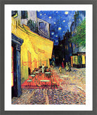 Vincent van Gogh Print, 075 CAFE TERRACE ON THE PLACE DU FORUM, ARLES, AT NIGHT_10x8 in a dark grey frame