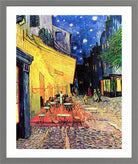 Vincent van Gogh Print, 075 CAFE TERRACE ON THE PLACE DU FORUM, ARLES, AT NIGHT_10x8 in a light grey frame