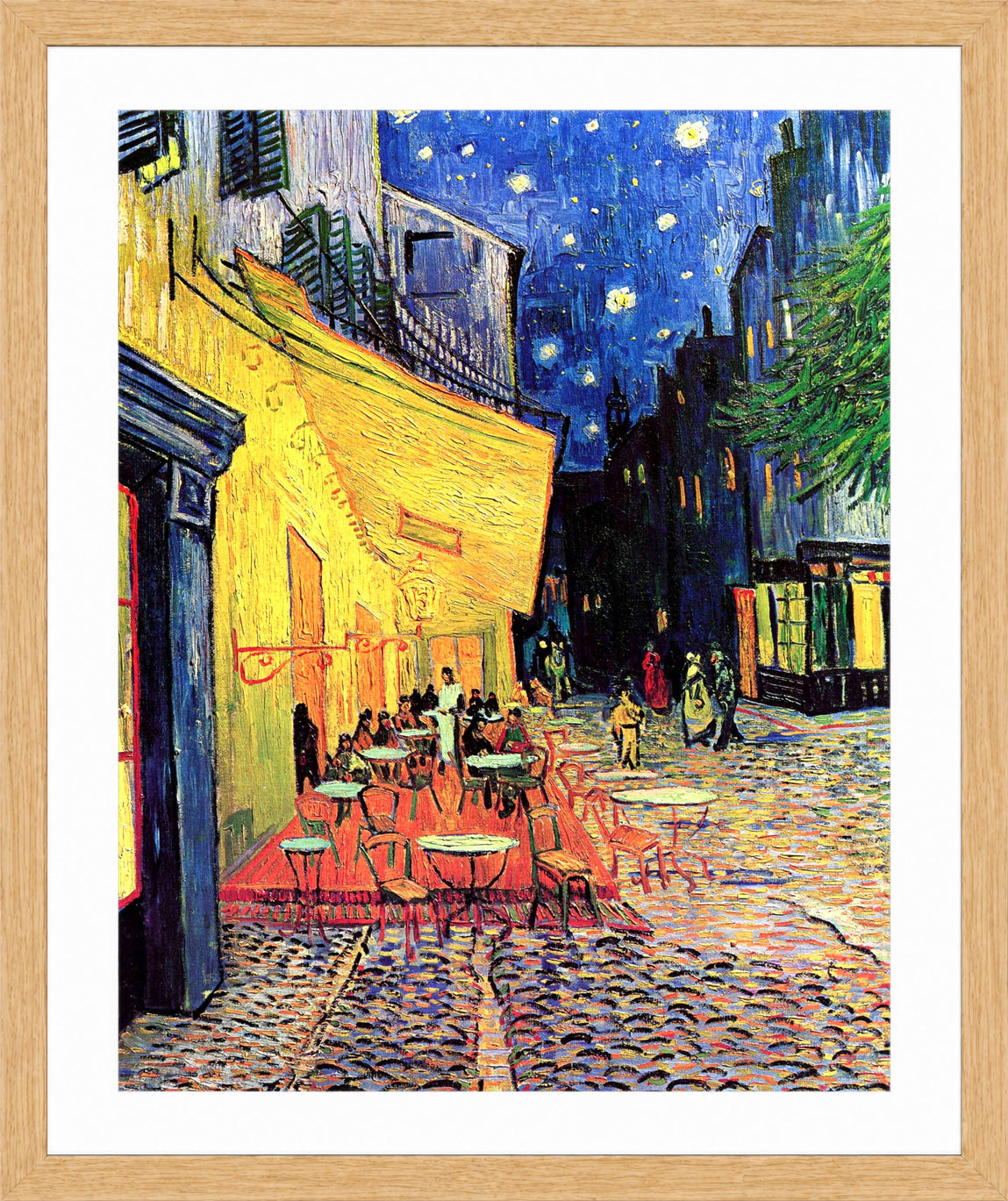 Vincent van Gogh Print, 075 CAFE TERRACE ON THE PLACE DU FORUM, ARLES, AT NIGHT_10x8 in an oak frame
