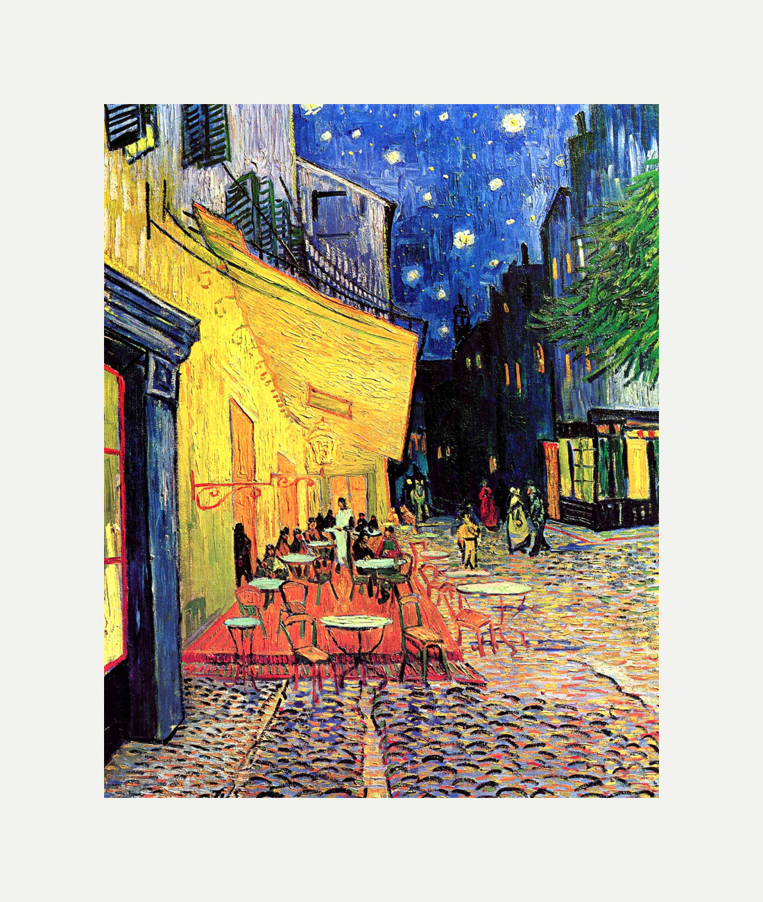 Vincent van Gogh Print, 075 CAFE TERRACE ON THE PLACE DU FORUM, ARLES, AT NIGHT_10x8 with an off-white border for rolled canvas