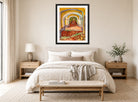 Vincent van Gogh Print, 076 Corridor in the Asylum_10x8 displayed above a bed
