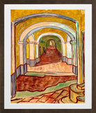 Vincent van Gogh Print, 076 Corridor in the Asylum_10x8 in a brown frame