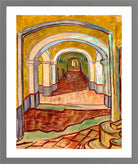Vincent van Gogh Print, 076 Corridor in the Asylum_10x8 in a light grey frame