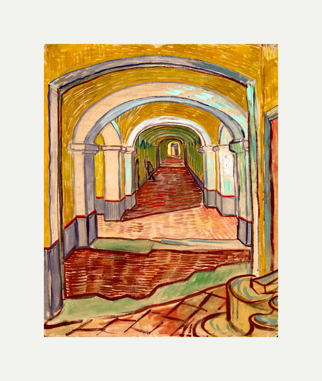 Vincent van Gogh Print, 076 Corridor in the Asylum_10x8 with an off-white border for rolled canvas