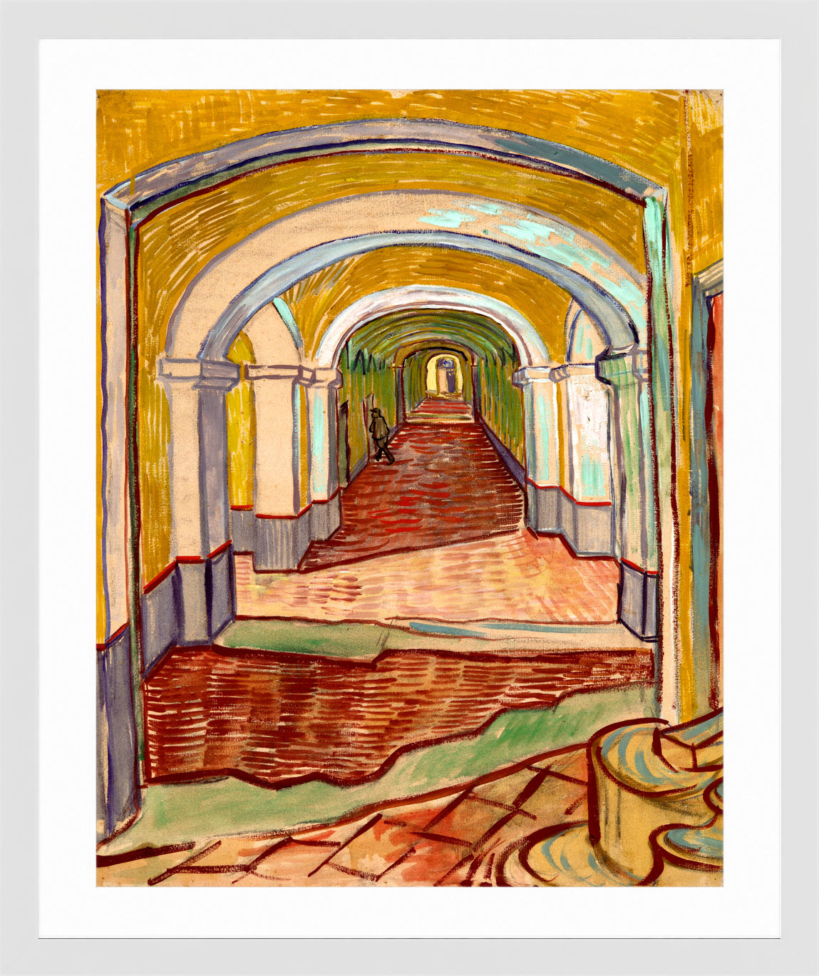Vincent van Gogh Print, 076 Corridor in the Asylum_10x8 in a white frame