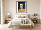 Vincent van Gogh Print, 080 Eugène Boch Portait of Poet against starry sky_8x10 displayed above a bed