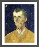 Vincent van Gogh Print, 080 Eugène Boch Portait of Poet against starry sky_8x10 in a dark grey frame