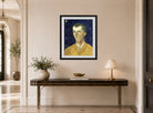 Vincent van Gogh Print, 080 Eugène Boch Portait of Poet against starry sky_8x10 displayed above a console table