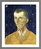 Vincent van Gogh Print, 080 Eugène Boch Portait of Poet against starry sky_8x10 in a light grey frame