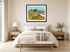 Vincent van Gogh Print, 083 Farmhouse_in_Provence,_1888_10x8 displayed above a bed