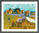 Vincent van Gogh Print, 083 Farmhouse_in_Provence,_1888_10x8 in a dark grey frame