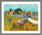 Vincent van Gogh Print, 083 Farmhouse_in_Provence,_1888_10x8 in a light grey frame